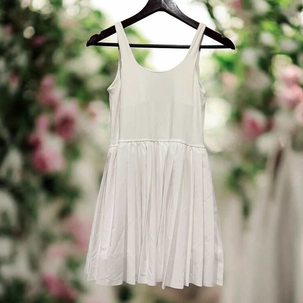 aerie White Pleated Mini Dress